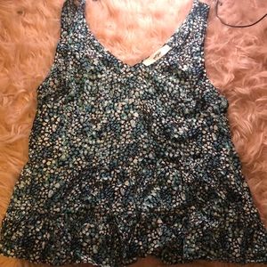 Blue and black floral tank shirt, size MP